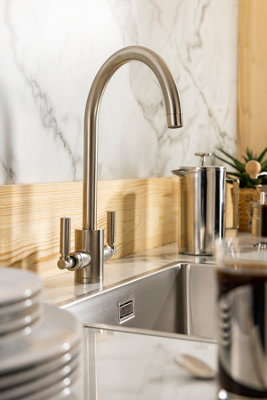 Abode Brolle Dual Lever Kitchen Mixertap in Brushed Nickel