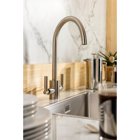 Abode Brolle Dual Lever Kitchen Mixertap in Brushed Nickel