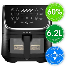 Abode Digital Air Fryer 1800W 6.2L 12 Present Options 30 Minute Timer AAF6200