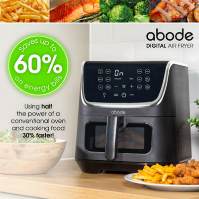 Abode Digital Air Fryer 1800W 6.2L 12 Present Options 30 Minute Timer AAF6200