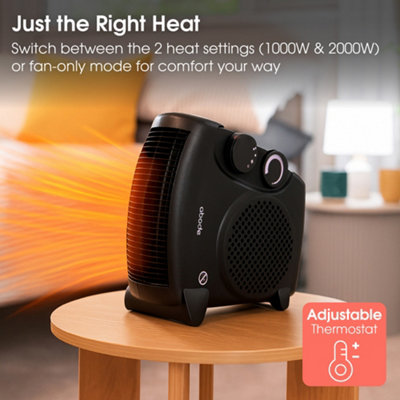 Abode Electric Fan Heater 2000W Horizontal/Vertical Black with Cooling ...