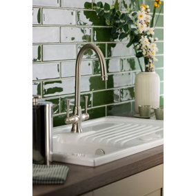 Abode Gatsby Traditional Dual Lever Monobloc Mixertap in Brushed Nickel