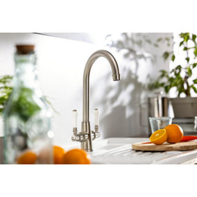 Abode Keswick Traditional Monobloc Mixertap Dual Handle in Brushed Nickel