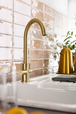 Abode Marido Dual Lever Kitchen Mixertap in Brushed Brass