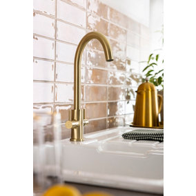 Abode Marido Dual Lever Kitchen Mixertap in Brushed Brass