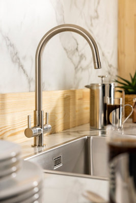 Abode Neo Dual Lever Kitchen Mixertap in Brushed Nickel
