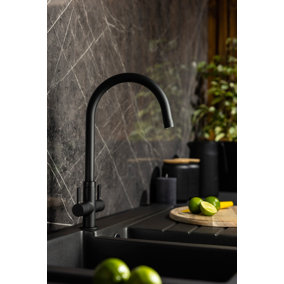 Abode Neo Dual Lever Kitchen Mixertap in Matt Black