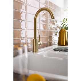 Abode Nico Single Lever Kitchen Mixertap in Brushed Brass