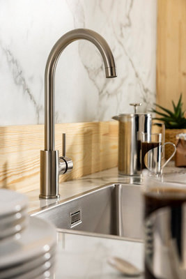 Abode Nico Single Lever Kitchen Mixertap in Brushed Nickel