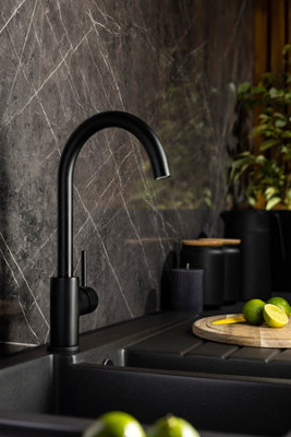 Abode Nico Single Lever Kitchen Mixertap in Matt Black