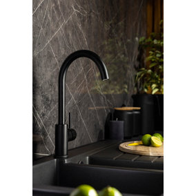 Abode Nico Single Lever Kitchen Mixertap in Matt Black