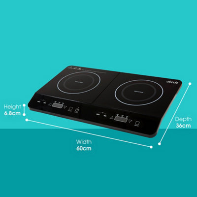 Abode Portable Induction Hob Double Digital with Touch Control 2800W AINDH2003