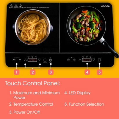 Abode Portable Induction Hob Double Digital with Touch Control 2800W AINDH2003 - 3