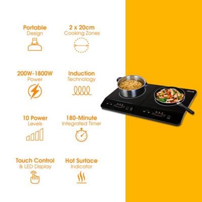Abode Portable Induction Hob Double Digital with Touch Control 2800W AINDH2003 - 4