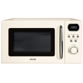 Abode Retro Microwave 20 Litre Cream Digital 800W, Mirror Finish, 8 Auto Cook Settings & Defrost, 5 Power Levels AMD2004C