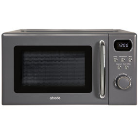 Abode Retro Microwave 20 Litre Grey Digital 800W, Mirror Finish, 8 Auto Cook Settings & Defrost, 5 Power Levels AMD2004G