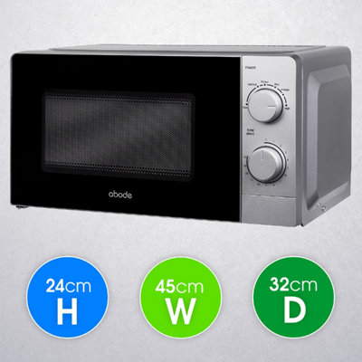 Abode Silver Microwave 700W 20L Manual with 5 Power Levels & Defrost AMM2005S