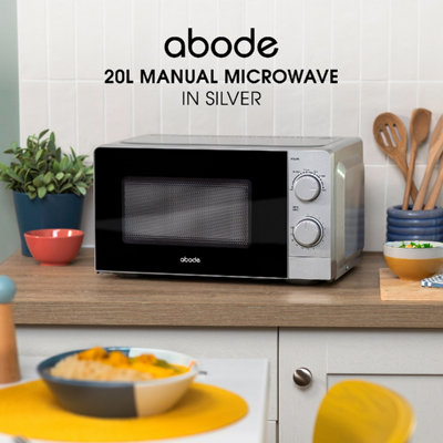 Abode Silver Microwave 700W 20L Manual with 5 Power Levels & Defrost AMM2005S