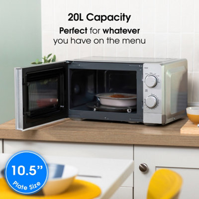 Abode Silver Microwave 700W 20L Manual with 5 Power Levels & Defrost AMM2005S
