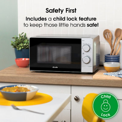 Abode Silver Microwave 700W 20L Manual with 5 Power Levels & Defrost AMM2005S