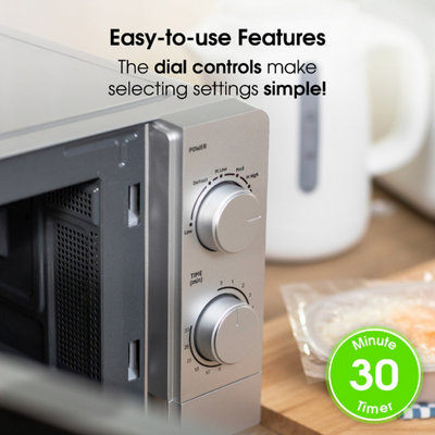 Abode Silver Microwave 700W 20L Manual with 5 Power Levels & Defrost AMM2005S