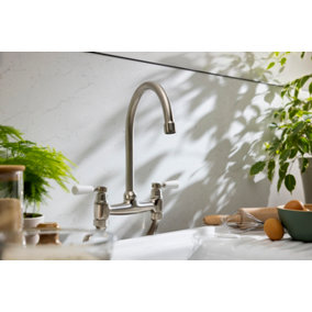 Abode Traditional Bridge Mixertap Dual Handle in Brushed Nickel