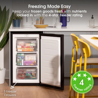 Abode Undercounter Freezer 60 Litre 48cm Wide with 3 Drawers Black ...