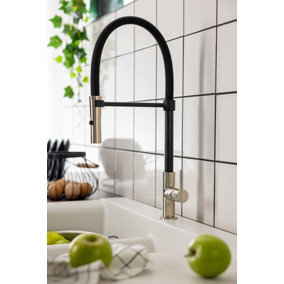 Abode Valida Professional Pull Around Single Lever in Brushed Nickel/Matt Black