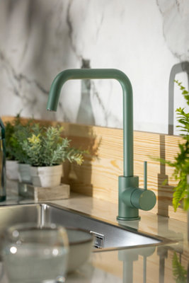 Abode Vigour Dual Lever Kitchen Mixertap in Forest Green