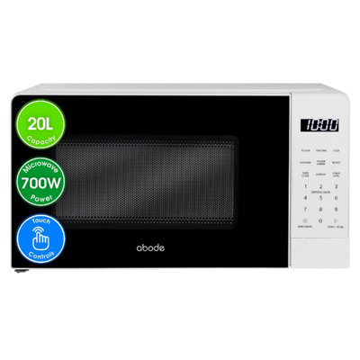 Abode White Microwave Touch Control 700W 20L Digital 10 Power Levels ...