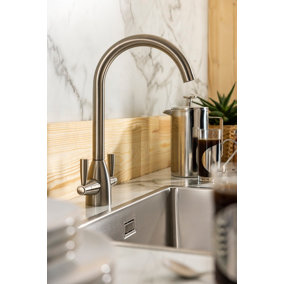 Abode Zermat Dual Lever Kitchen Mixertap in Brushed Nickel