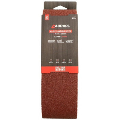 Abracs Aluminium Oxide Sanding Belt (Pack of 3) Brown (533mm x 75mm)