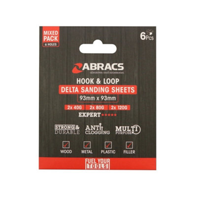 Abracs Delta Hook & Loop Delta Sanding Sheets (Pack of 6) Red (One Size)