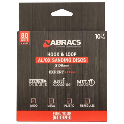 Abracs Hook and Loop Sanding Disc (Pack of 10) Black (125mm)