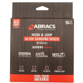 Abracs Hook and Loop Sanding Disc (Pack of 10) Brown/Sand (60g)