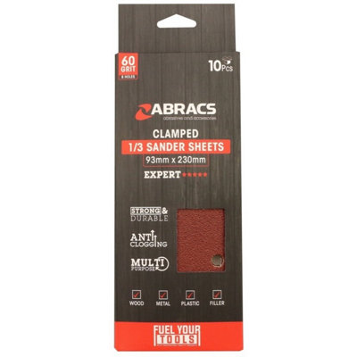 Abracs Orbital Clamped Sander Sheet (Pack of 10) Brown (230mm x 93mm)