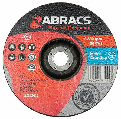 Abracs PH17860DM Phoenix II DPC Metal Grinding Disc, 178mm x 6mm x