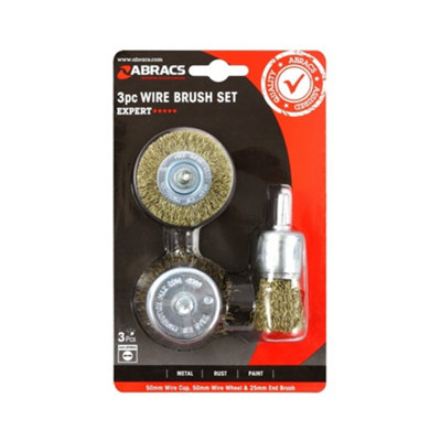 Abracs Wire Brush (Pack of 3) Brown/Silver (One Size)