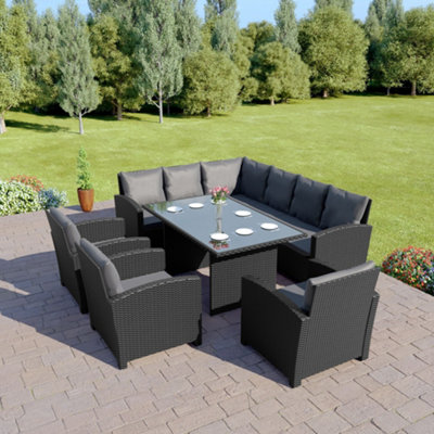 9 seater rattan corner deals dining set