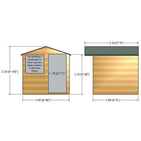 Abri Single Door Tongue and Groove Garden Shed Workshop Approx 7 x 7 Feet