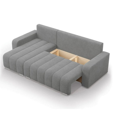 U-vormige extra grote moderne stoffen slaapbankset - 2-in-1 uittrekbare slaapban