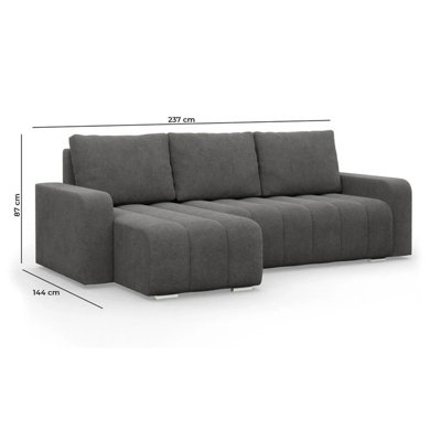 Canapé convertible Loveliving avec rangement, canapé-lit en tissu lin en forme d