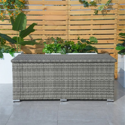 Abrihome 495L Iron Outdoor Rattan Storage Box, Outdoor Medium Deck ...