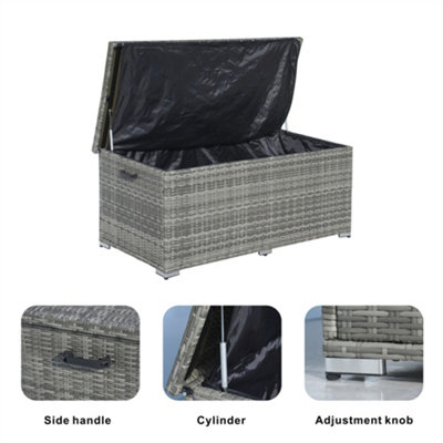 Abrihome 495L Iron Outdoor Rattan Storage Box, Outdoor Medium Deck ...