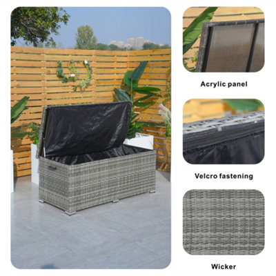 Abrihome 495L Iron Outdoor Rattan Storage Box, Outdoor Medium Deck ...