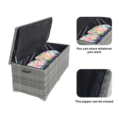 Abrihome 495L Iron Outdoor Rattan Storage Box, Outdoor Medium Deck ...