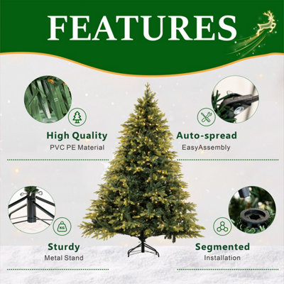 Abrihome 7ft Pre-Lit Artificial Christmas Tree with Realistic PE & PVC ...