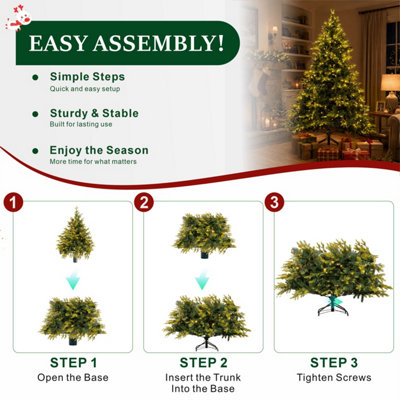 Abrihome 7ft Pre-Lit Artificial Christmas Tree with Realistic PE & PVC ...