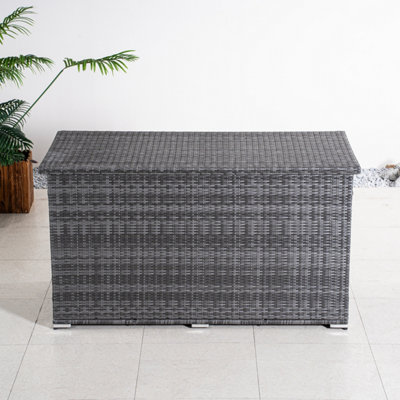 Abrihome 980L Aluminum Outdoor Rattan Storage Box, Outdoor Large Deck ...