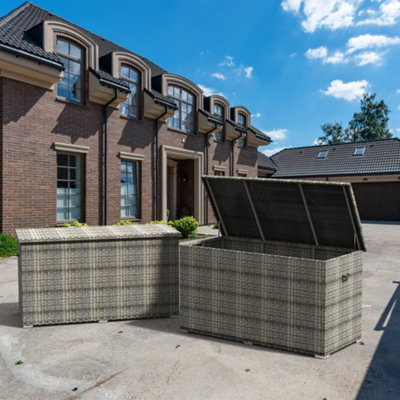 ABRIHOME 980L ALUMINUM OUTDOOR RATTAN STORAGE BOX, OUTDOOR LARGE DECK ...